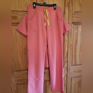 Hot Coral Figs Scrub Set